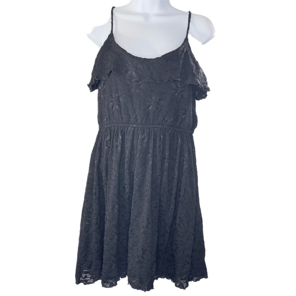 LOVE AUDREY 3+1 lace mini dress M black